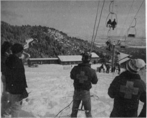 ON-THE-HILL, November 1988 
Snow made annual lift evacuation exercise realistic